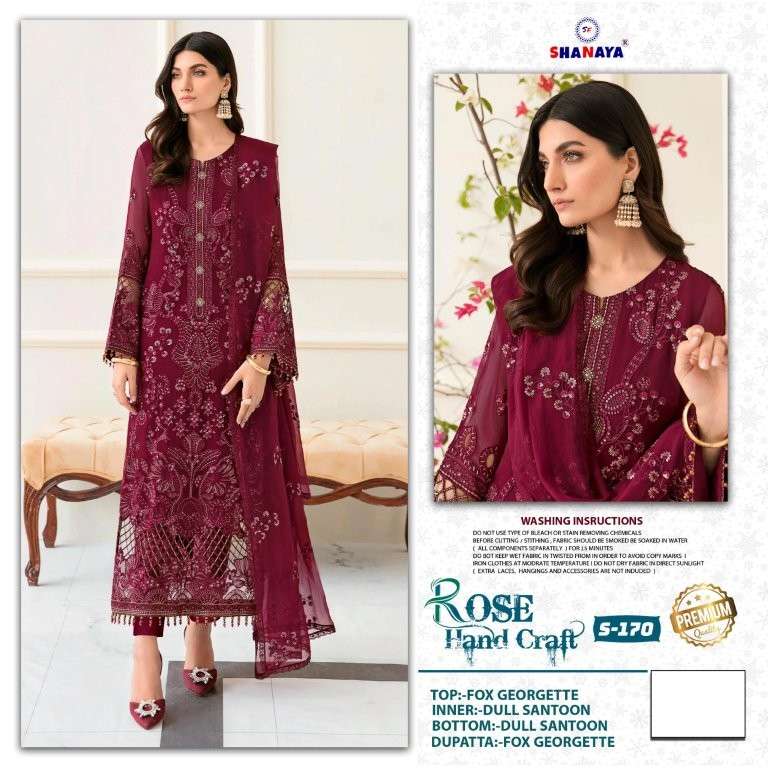 SHANAYA FASHION ROSE HAND CRAFT S-170 PURE FAUX GEORGETTE PAKISTANI DRESSES-00201