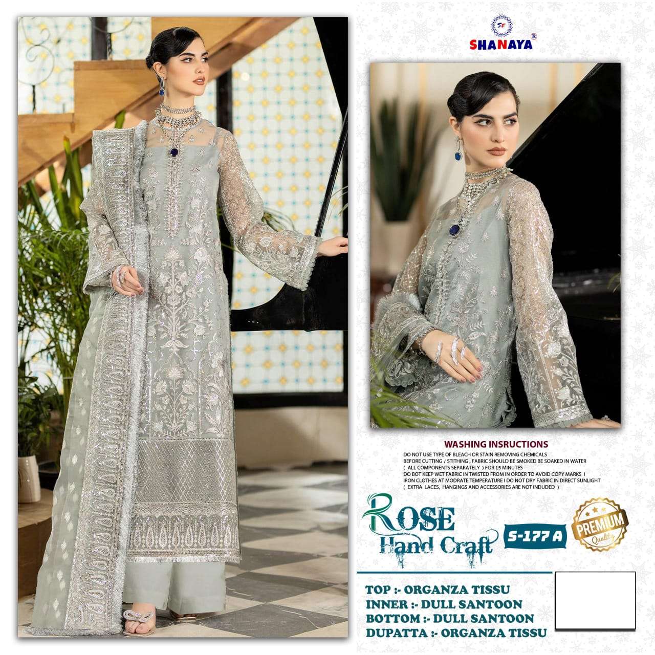 SHANAYA FASHION ROSE HAND CRAFT S-177 PURE ORGANZA PAKISTANI DRESSES-00201