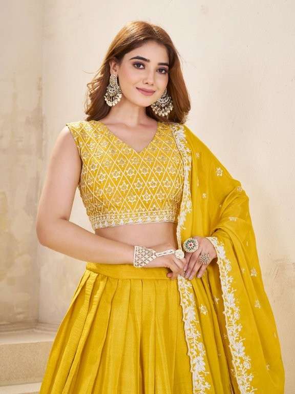 LC-353 SERIES  BY ASLIWHOLESALE DESIGNER PURE CHINNON SILK EMBROIDERY PRINTED LEHENGAS-00026