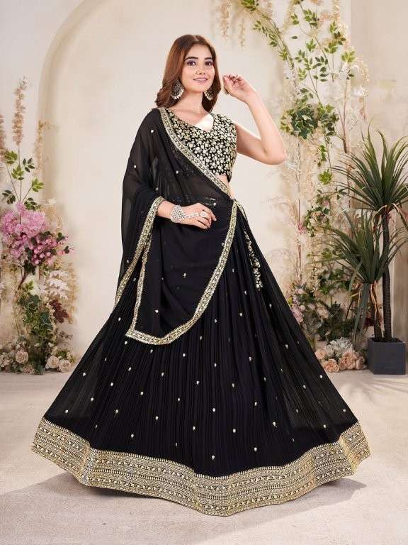 LC-354 SERIES BY ASLIWHOLESALE DESIGNER PURE GEORGETTE EMBROIDERY PRINTED LEHENGAS-00026