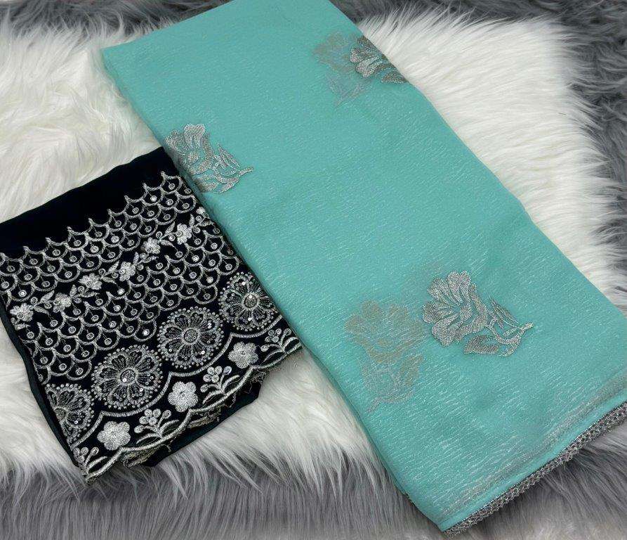 SHEETAL BY ASLIWHOLESALE DESIGNER PURE GEORGETTE EMBROIDERY SAREES-00256
