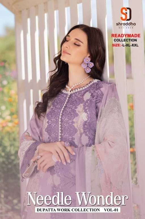 SHRADDHA DESIGNER NEEDLE WONDER VOL-01 RM PURE COTTON PRINTED PAKISTANI DRESSES-00011