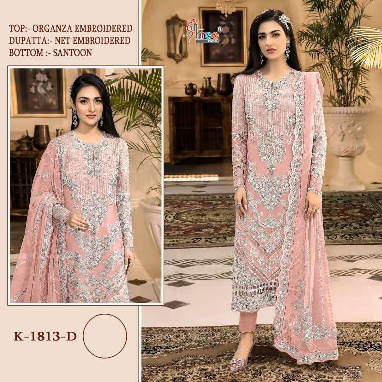 SHREE FAB K-1813 PURE GEORGETTE EMBROIDERY PAKISTANI DRESSES-00201