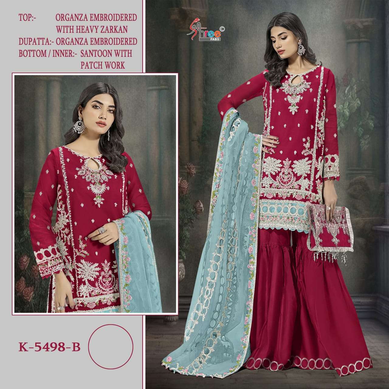 SHREE FAB K-5498 SERIES PURE ORGANZA EMBRODIERY PAKISTANI DRESSES-00011
