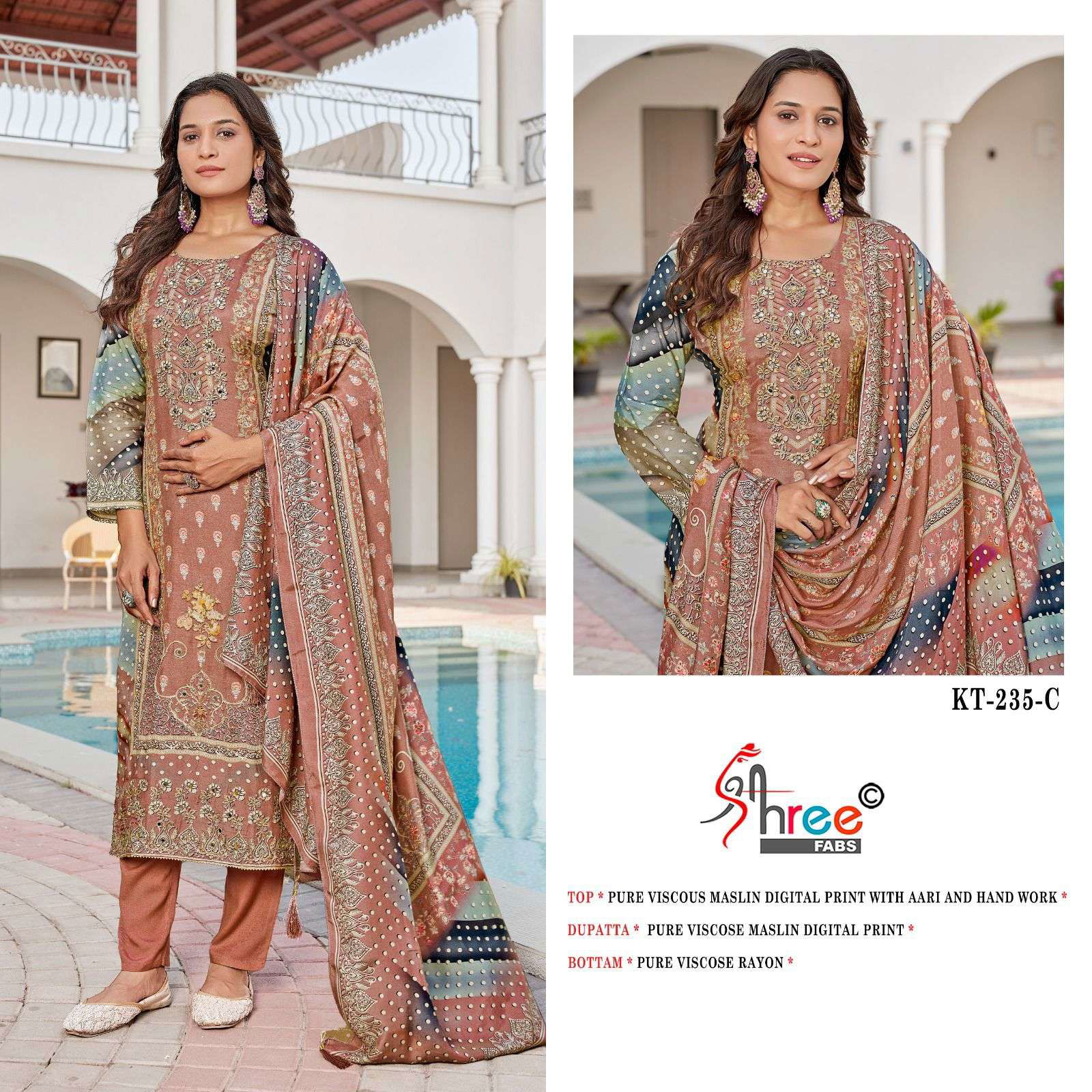 SHREE FAB KT-235 HEAVY VISCOSE MUSLIN PRINTED PAKISTANI DRESSES-00011