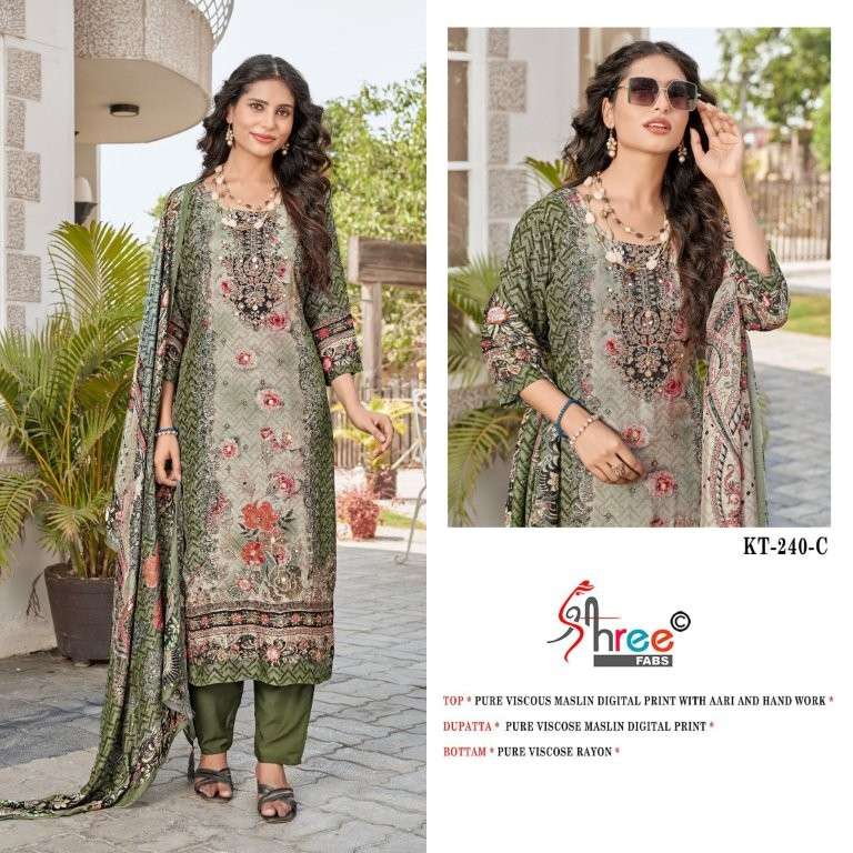 SHREE FAB KT-240 COLOUR PURE VISCOSE MUSLIN PRINTED PAKISTANI DRESS-00201