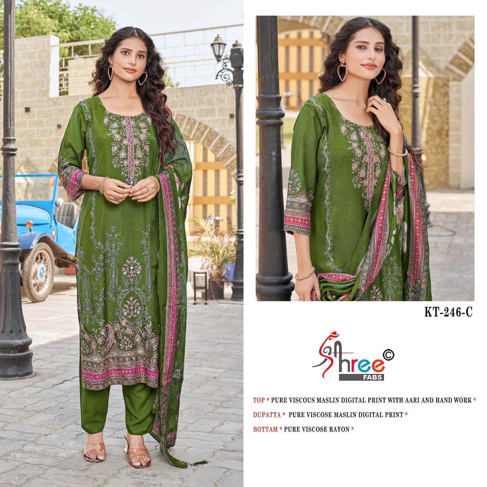 SHREE FAB KT-246 COLOUR PURE VISCOSE MUSLIN PRINTED PAKISTANI DRESSES-00011