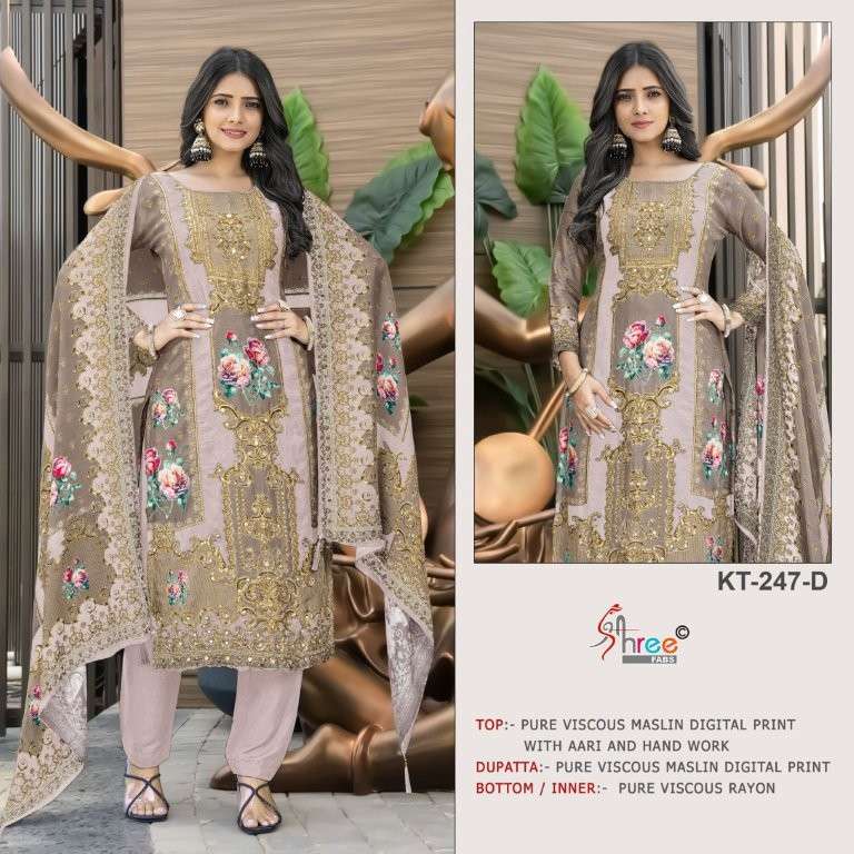SHREE FAB KT-247 HEAVY VISCOSE MUSLIN PRINTED PAKISTANI DRESSES-00201