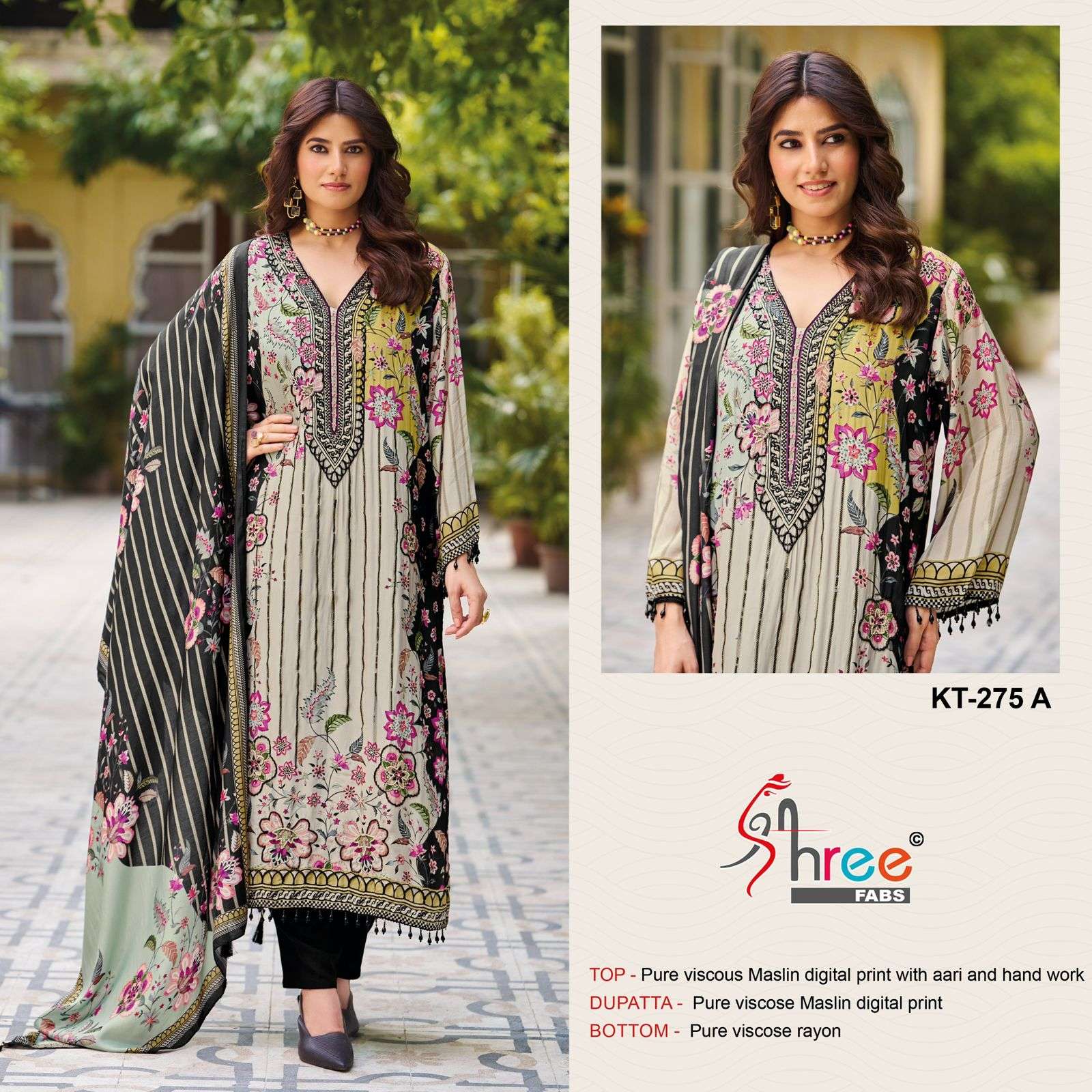 SHREE FAB KT-275 HEAVY VISCOSE MUSLIN PRINTED PAKISTANI DRESS-00201