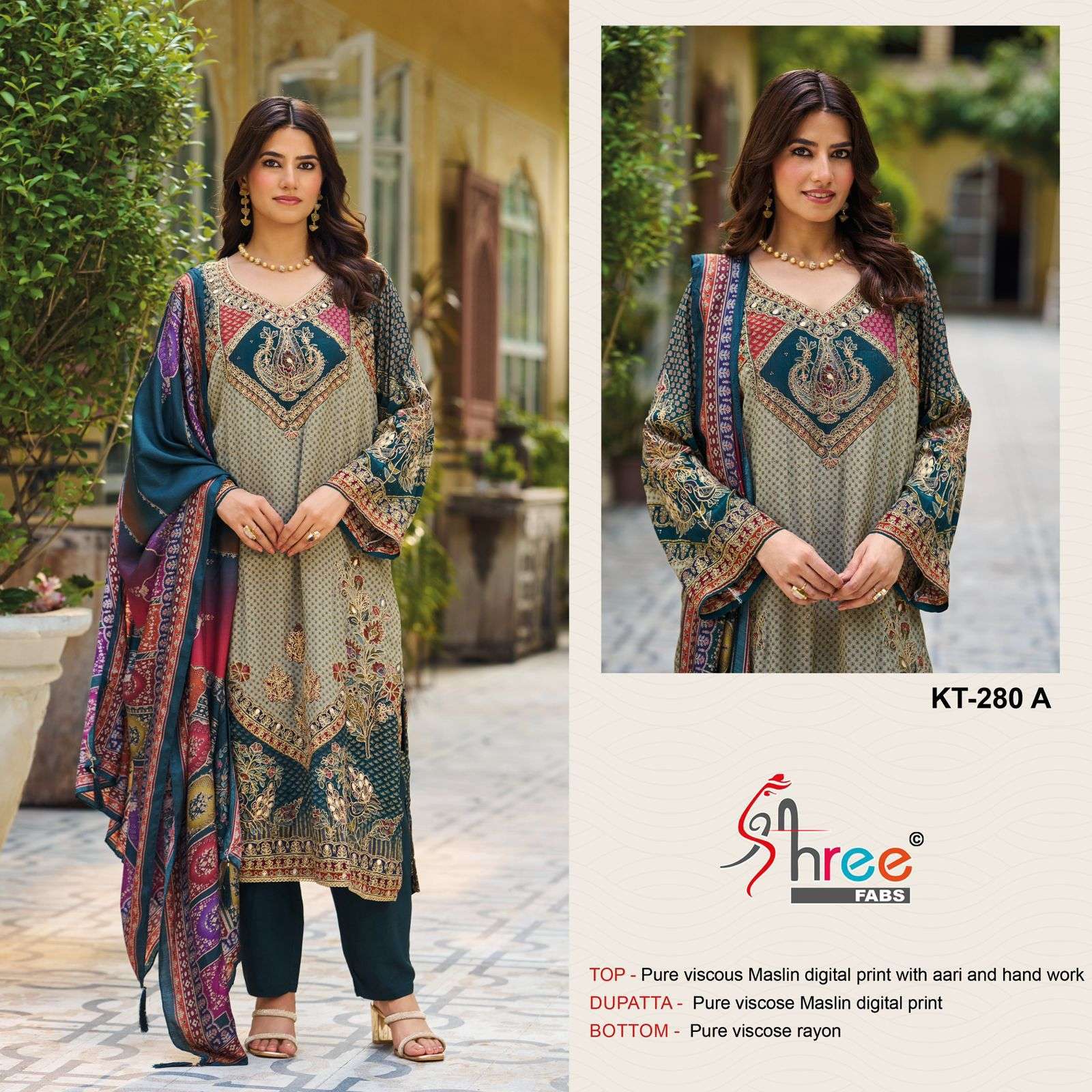 SHREE FAB KT-280 HEAVY VISCOSE MUSLIN PRINTED PAKISTANI DRESS-00201