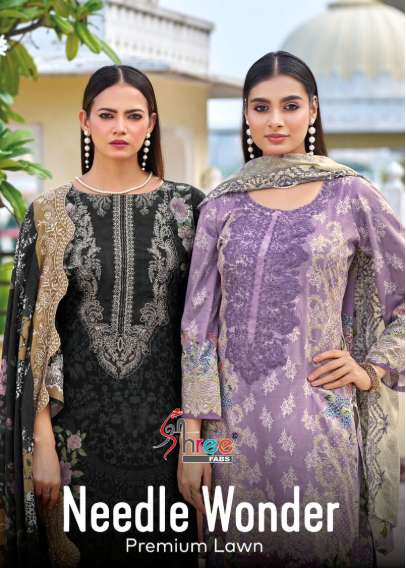 SHREE FAB NEEDLE WONDER PREMIUM LAWN PURE COTTON PRINTED PAKISTANI DRESSES-00201