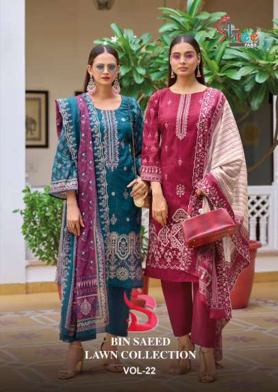 SHREE FABS BIN SAEED LAWN COLLECTION VOL-22 2201 TO 2206 SERIES PURE COTTON PAKISTANI DRESSES-00201