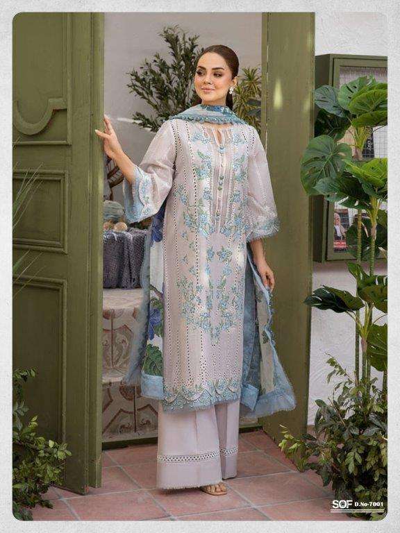 SHREE OM FAB ALIYA VOL-7 7001 TO 7006 SERIES PURE LAWN COTTON PRINTED DRESSES-00015