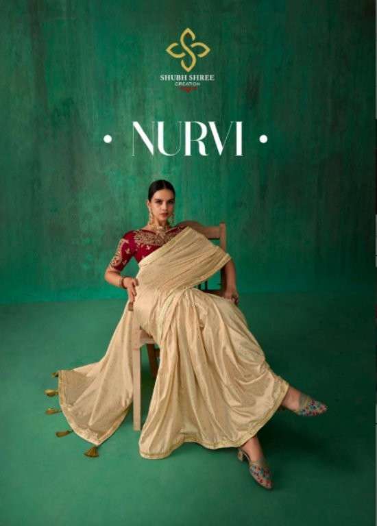 SHUBH SHREE NURVI 1001 TO 1010 SERIES PURE SATIN PRINTED SAREES-00025