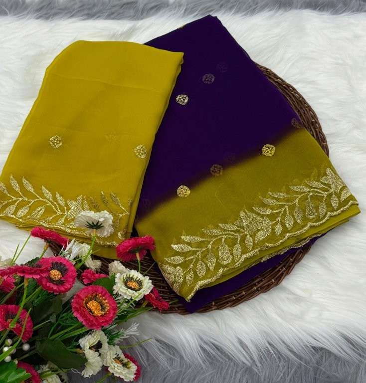 SIKHAR BY ASLIWHOLESALE DESIGNER PURE  GEORGETTE EMBROIDERY PRINTED SAREES-00230