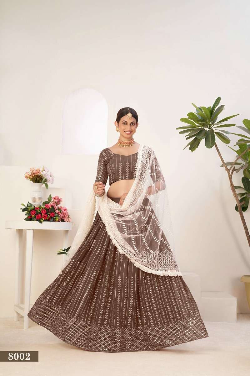 SIYA VOL-01 BY ASLIWHOLESALE DESIGNER PURE GEORGETTE EMBROIDERY LEHENGAS-00060