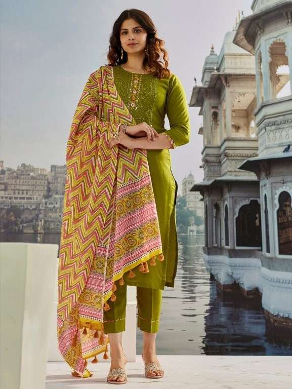 SOMYA BY ASLIWHOLESALE DEISGNER PURE MUSLIN COTTON EMBROIDERY PRINTED DRESSES-00264