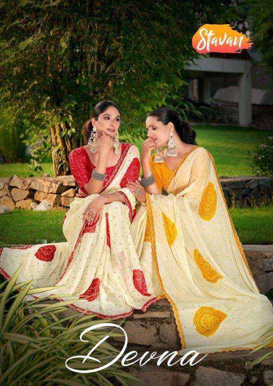 STAVAN DEVNA 1001 TO 1010 SERIES PURE CHIFFON EMBROIDERY SAREES-00090