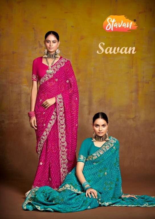STAVAN SAVAN PURE GEORGETTE EMBRODIERY SAREES-00004