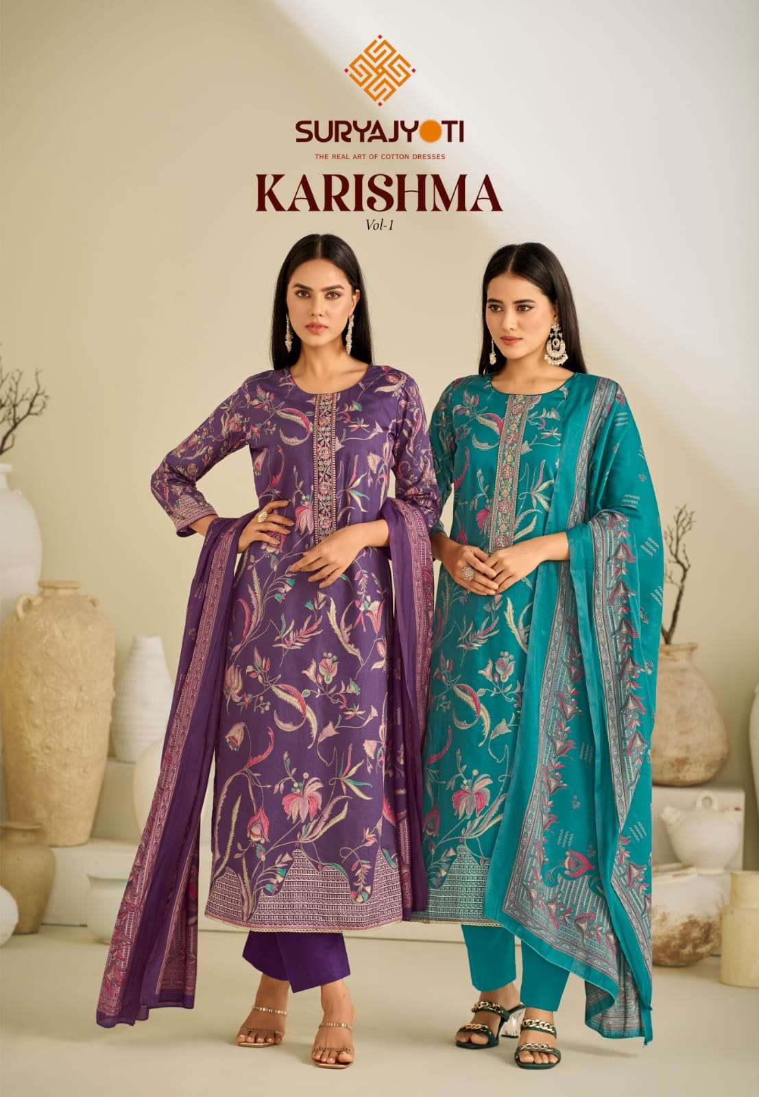 SURYAJYOTI KARISHMA VOL-1 1001 TO 1006 SERIES PURE COTTON PRINTED DRESSES-00015