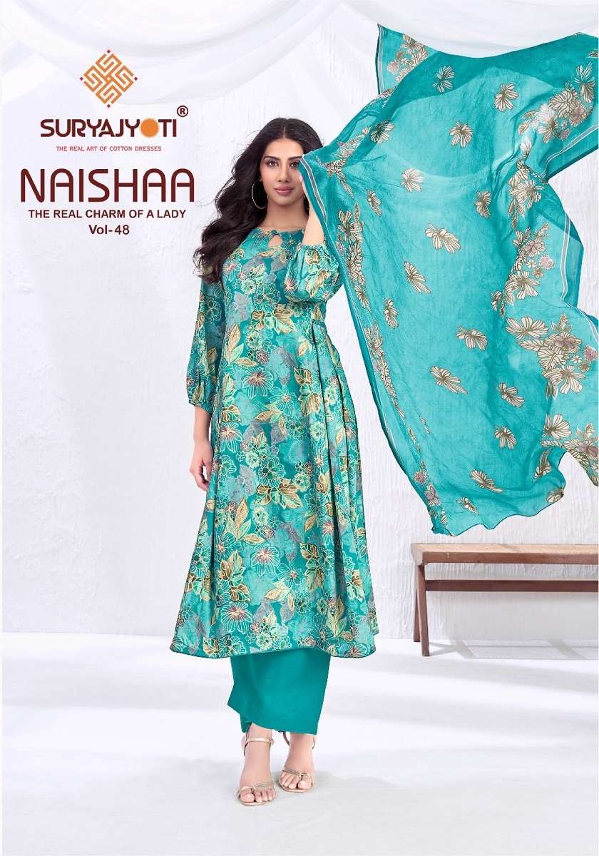 SURYAJYOTI NAISHA VOL-48 48001 TO 48010 SERIES PURE SATIN PRINTED DRESSES-00015