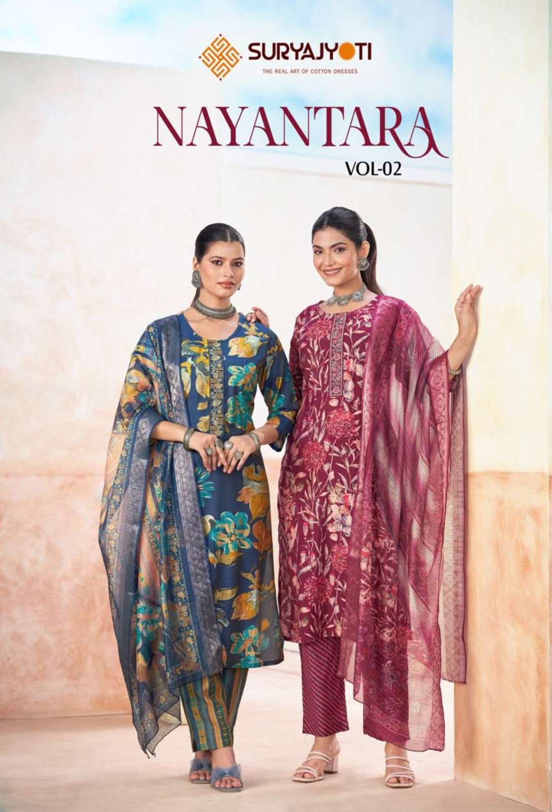SURYAJYOTI NAYANTARA VOL-2 2001 TO 2008 SERIES PURE ROMAN PRINTED EMBROIDERY DRESSES- 00015