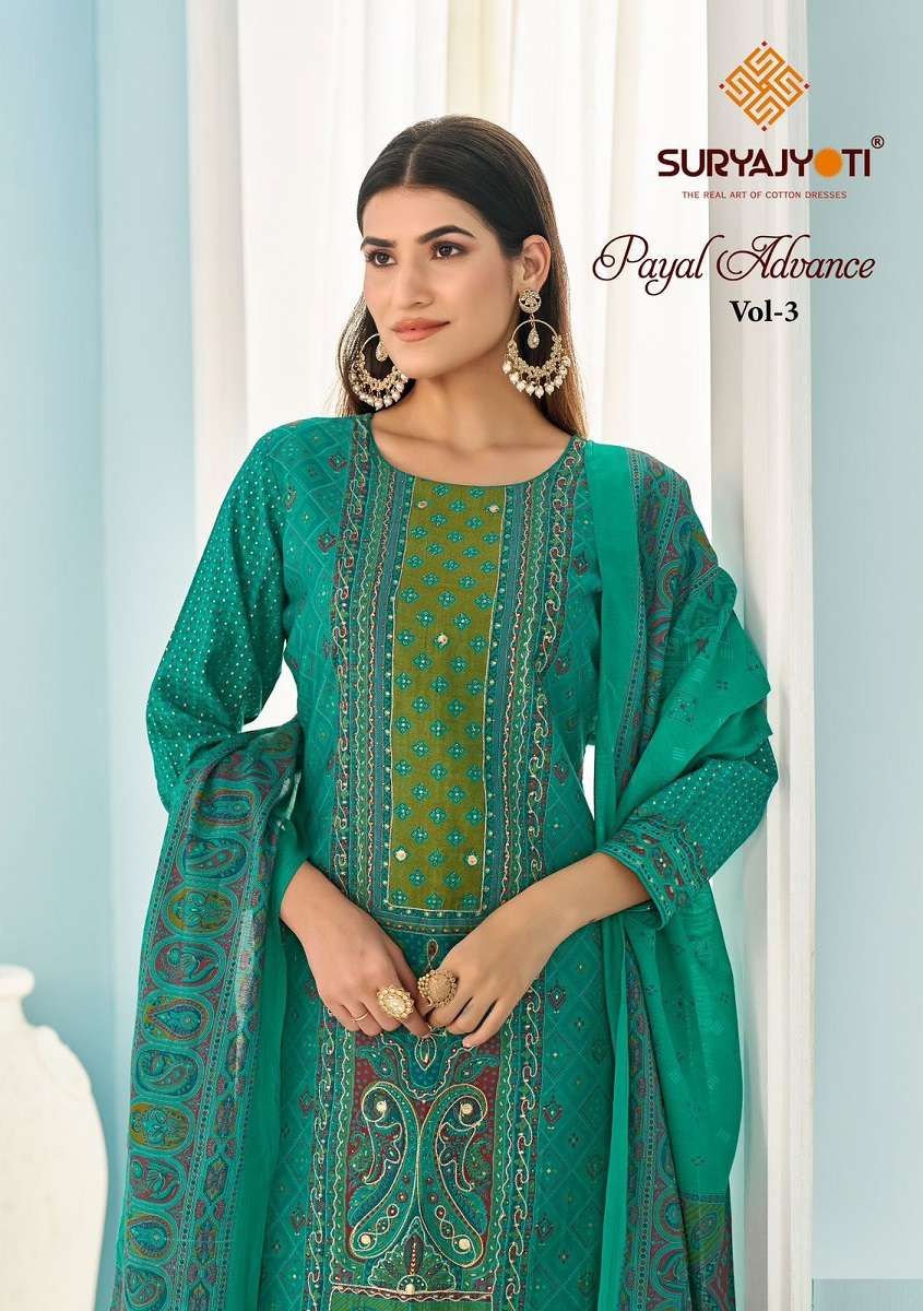 SURYAJYOTI PAYAL ADVANCE VOL-3 3001 TO 3006 SERIES PURE MODAL PRINTED DRESSES-00015