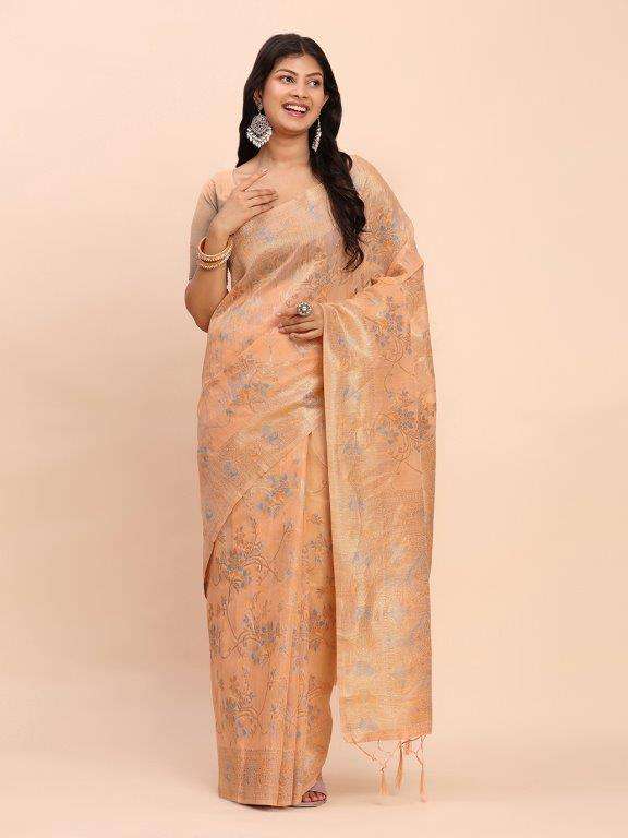 SUTRALI BY ASLIWHOLESALE DESIGNER PURE LINEN COTTON SAREES-00281