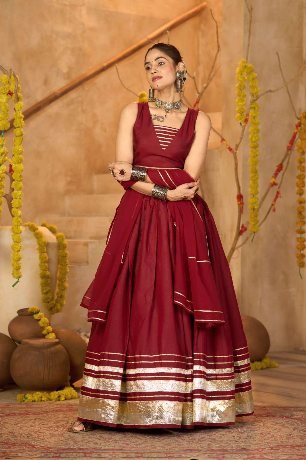 SWAROOP VOL-1 MAROON BY ASLIWHOLESALE DESIGNER PURE SILK EMBROIDERY PRINTED LEHENGAS-00265