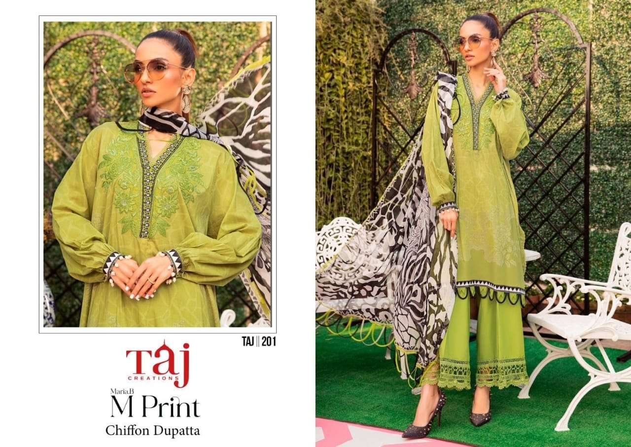 TAJ CREATION 201 SERIES PURE COTTON PRINTED EMBROIDERY PAKISTANI DRESS-00062