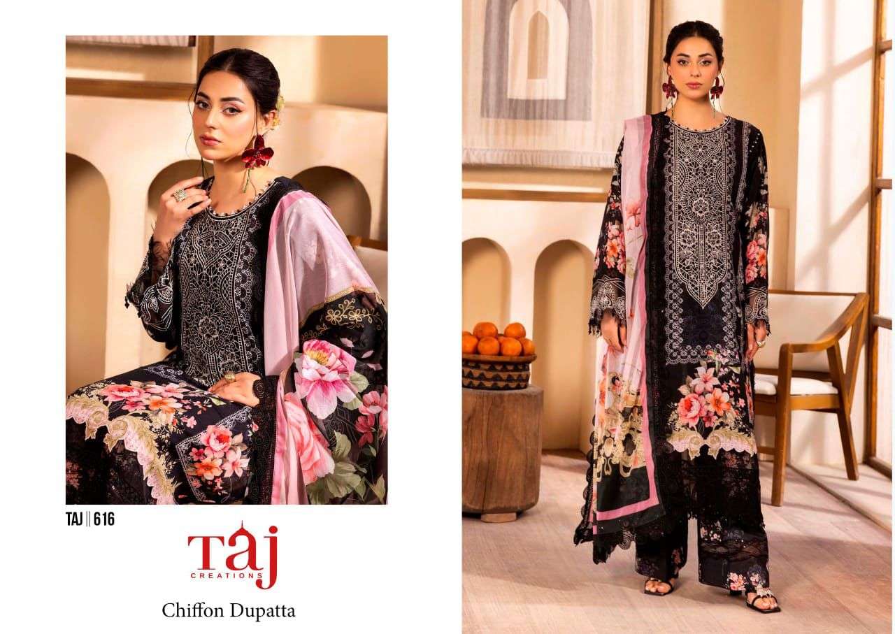 TAJ CREATION 616 SERIES PURE COTTON PRINTED EMBROIDERY DRESS-00201