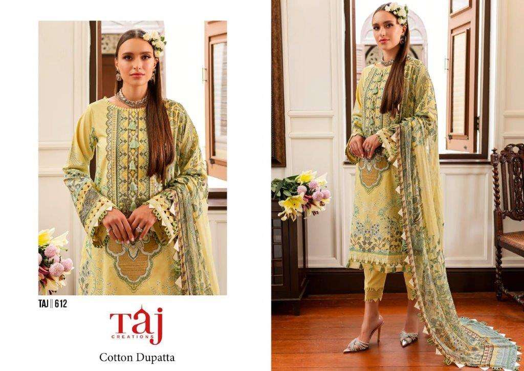 TAJ CREATION TAJ-612 PURE COTTON EMBROIDERY PRINTED PAKISTANI DRESSES-00201