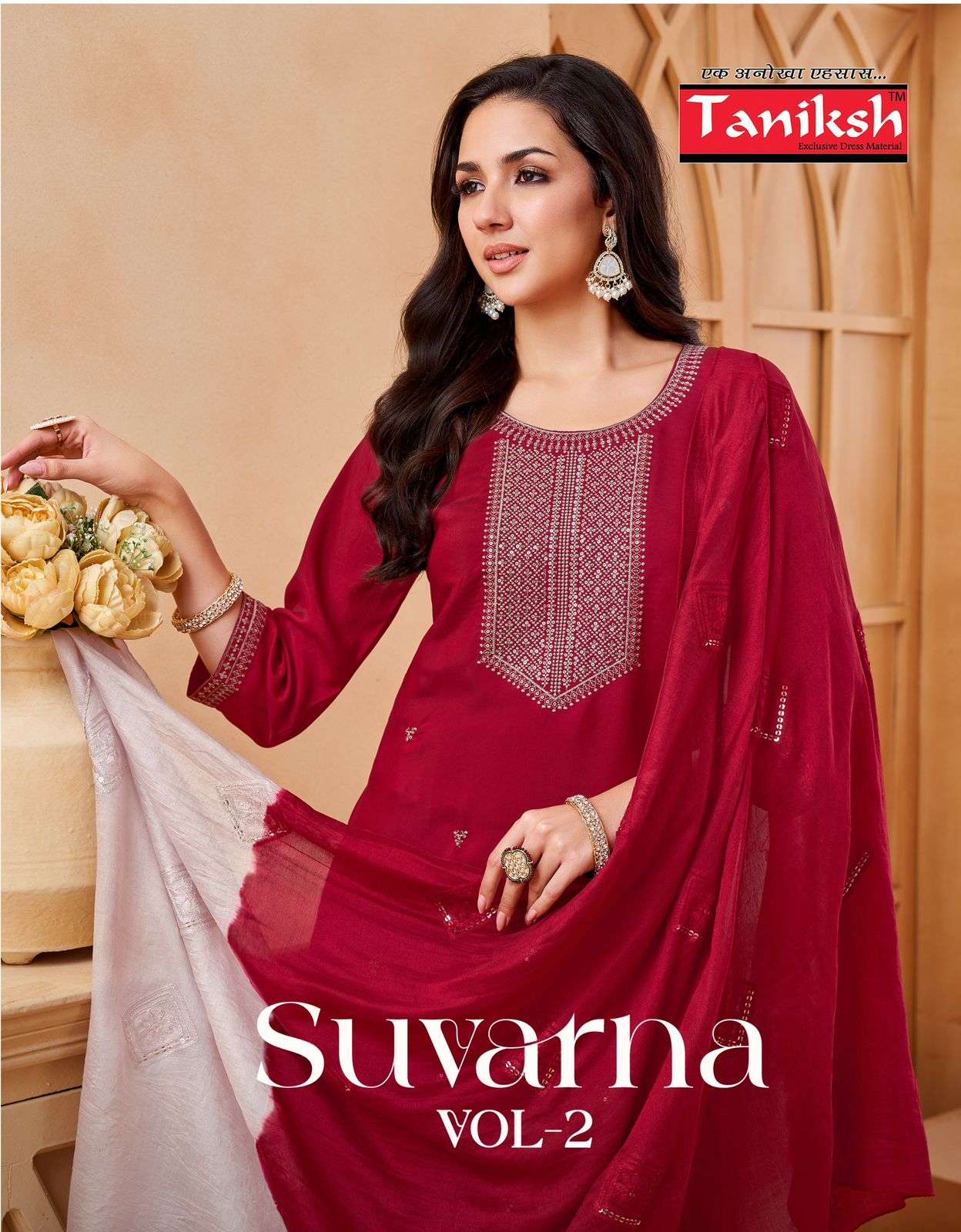 TANIKSH SUVARNA VOL-02 PURE ROMAN EMBROIDERY DRESSES-00140