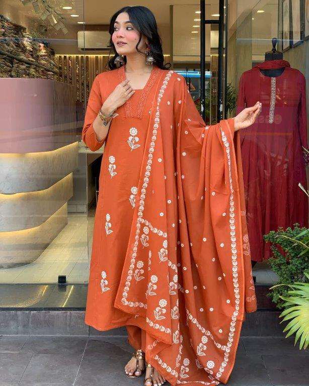 TANVI BY ASLIWHOLESALE DESIGNER PURE COTTON EMBROIDERY DRESSES-00264