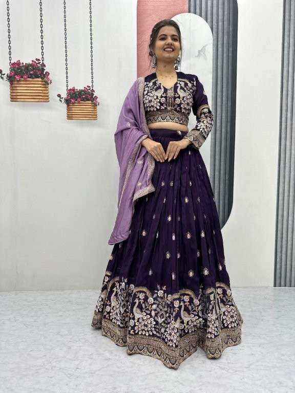 TAPI-261 BY ASLIWHOLESALE DESIGNER PURE SILK LEHENGAS-00185