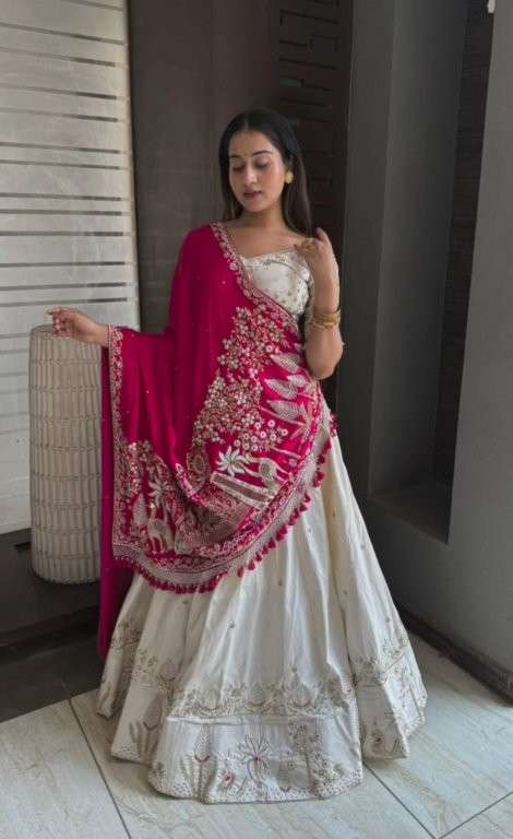 TAPI-265 BY ASLIWHOLESALE DESIGNER PURE VICHITRA SILK LEHENGAS-00185