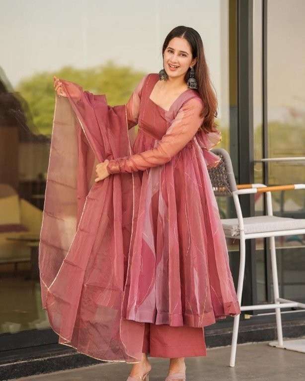 TD-6077 BY ASLIWHOLESALE DESIGNER PURE ORGANZA PRINTED GOWNS-00235