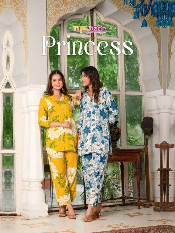 TIPS AND TOPS PRINCESS PURE RAYON PRINTED CO-ORD SET-00140