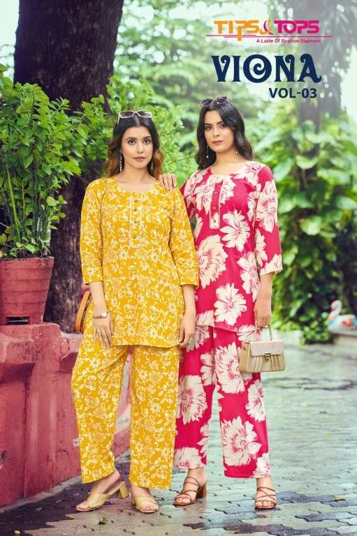 TIPS AND TOPS VIONA VOL-03 PURE RAYON PRINTED CO-ORD SET-00014