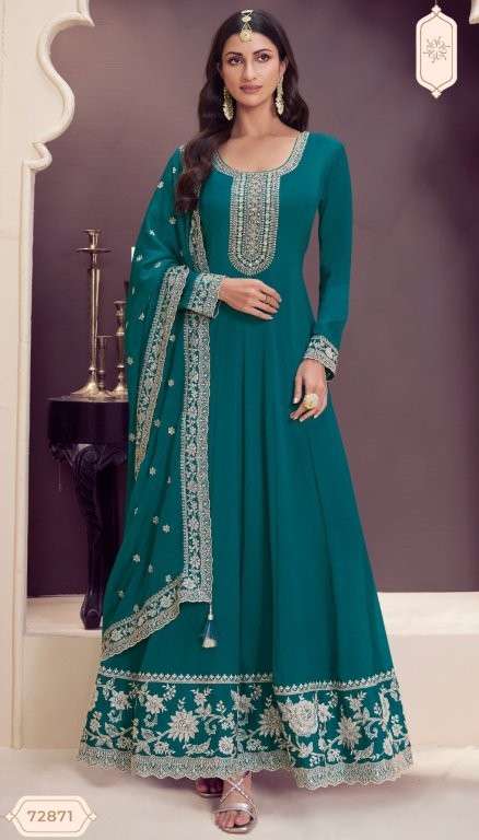 VINAY FASHION KULEESH BLAZE HEAVY EMBROIDERY CHINON SILK DRESSES-00028