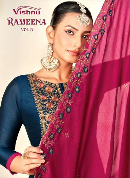 VISHNU RAMEENA VOL-03 PURE VICHITRA SILK DRESSES-00011