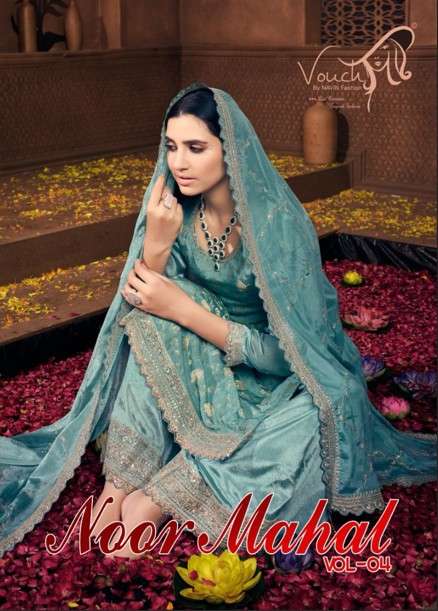 VOUCH FASHION NOOR MAHAL VOL-04 PURE HEAVY CHINON EMBROIDERY DRESSES-00028