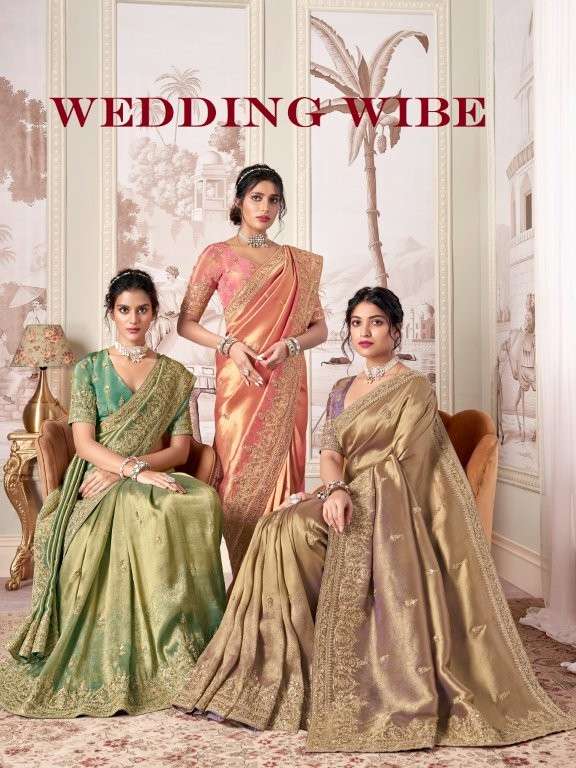 WEDDING VIBES BY ASLIWHOLESALE DESIGNER HAND WORK WEAVING SAREES-00137