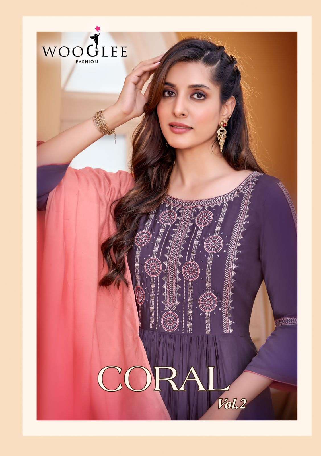 WOOGLEE CORAL VOL-02 PURE RAYON WEAVING DRESSES-00014