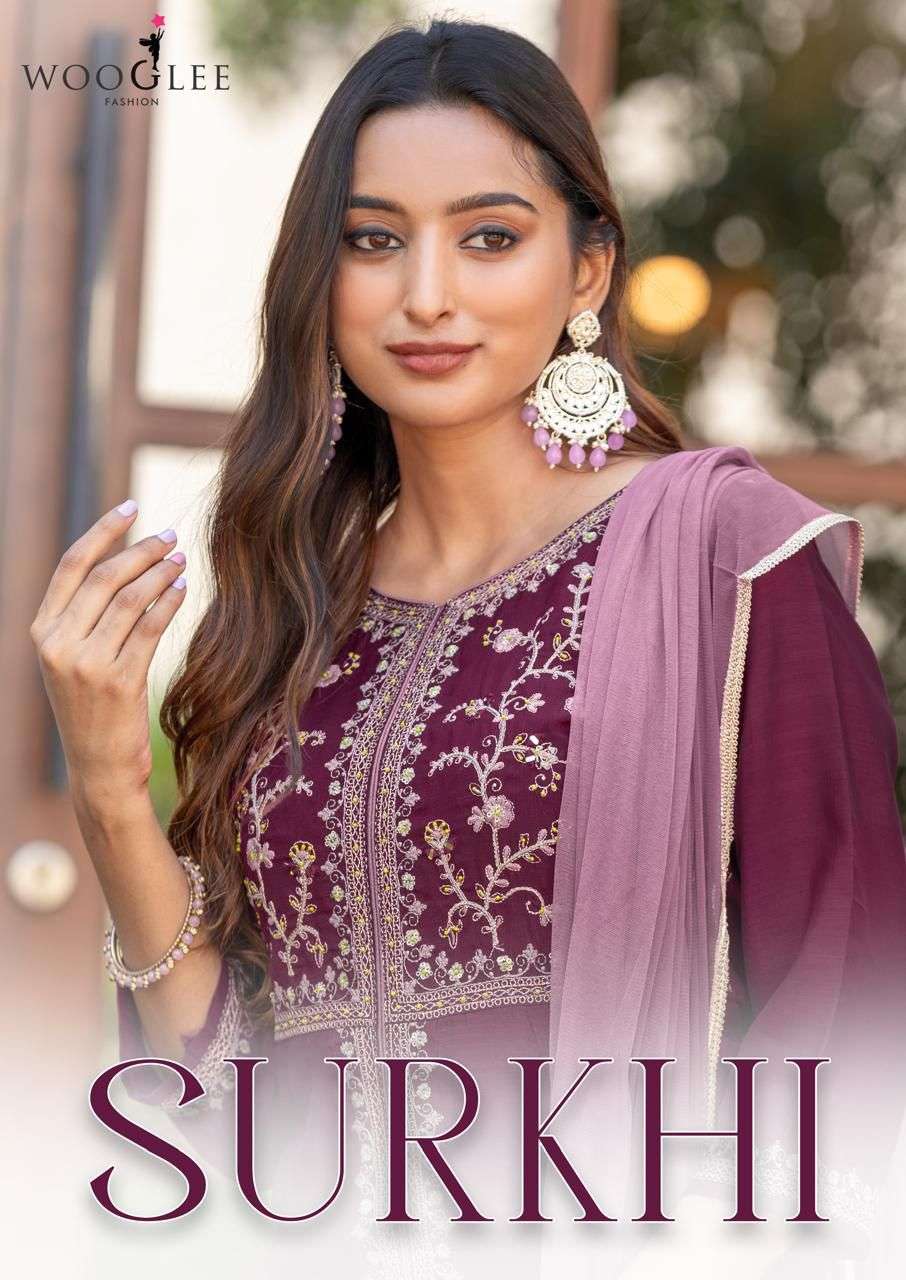 WOOGLEE SURKHI PURE VICHITRA EMBROIDERY DRESSES-00014
