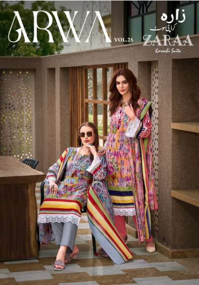ZAARA PRINTS ARWA VOL-25 PURE COTTON PRINTED PAKISTANI DRESSS-00201