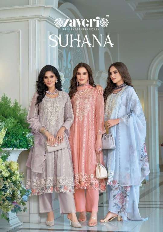 ZAVARI SUHANA 1889 TO 1891 SERIES PURE ORGANZA EMBROIDERY PAKISTANI DRESSES-00289
