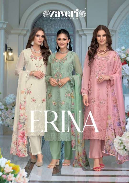 ZAVERI ERINA 1895 TO 1897 SERIES PURE ORGANZA EMBROIDERY PAKISTANI DRESSES-00289
