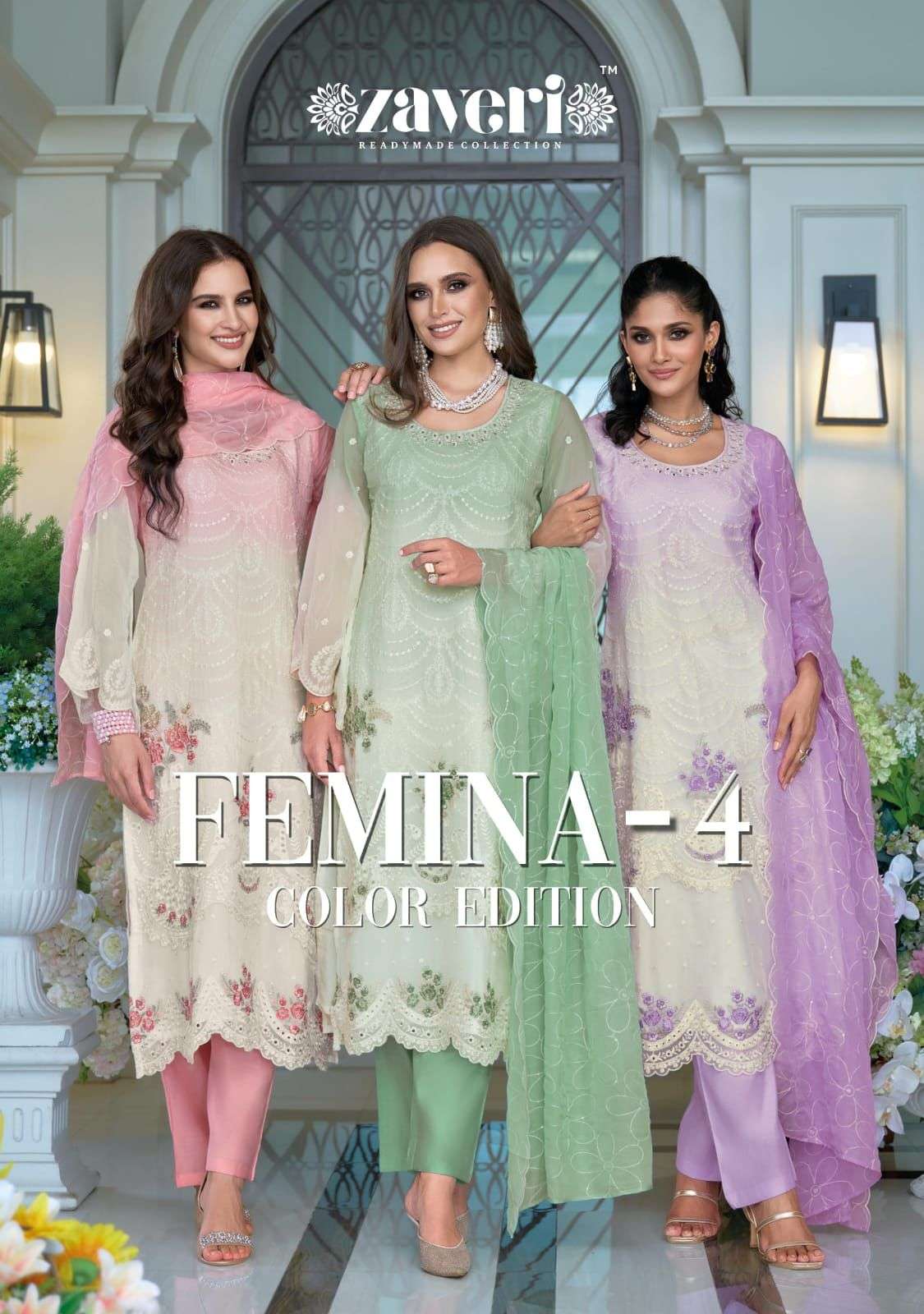 ZAVERI FEMINA VOL-4 PURE ORGNZA EMBROIDERY PRINTED DRESSES-00289