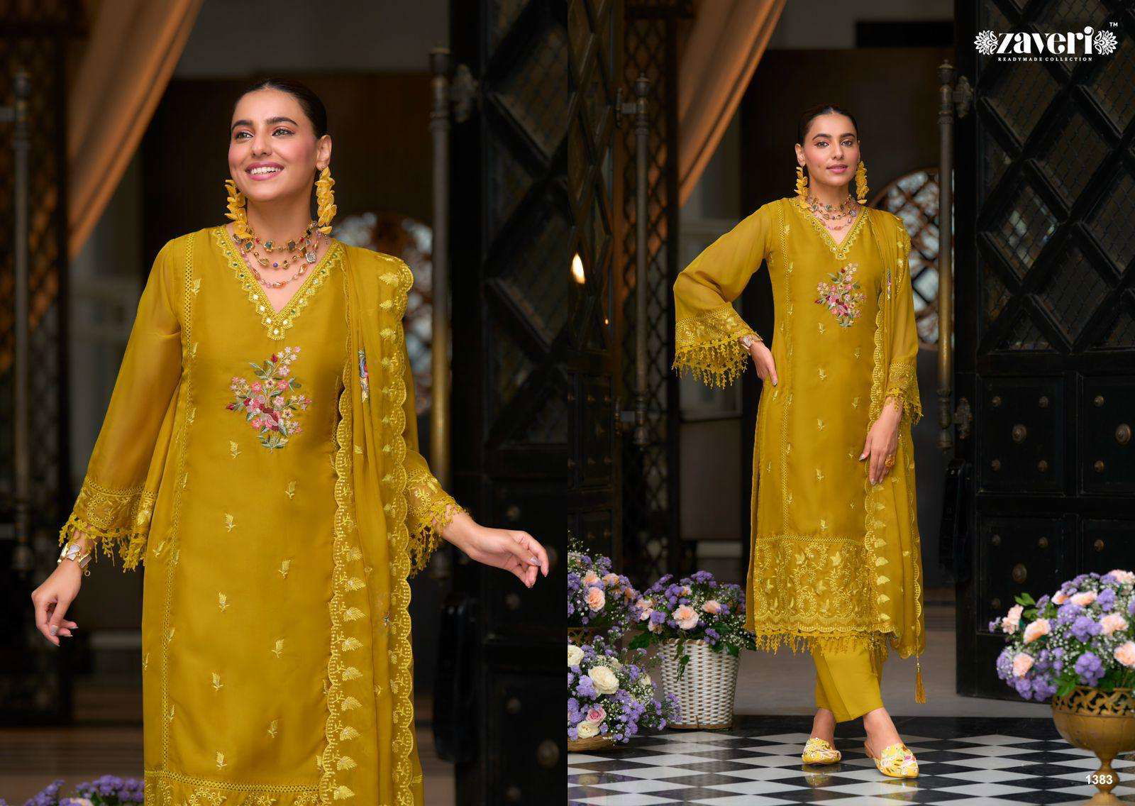ZAVERI PARI 1383 TO 1385 SERIES PURE ORGANZA EMBROIDERY DRESSES - 00289